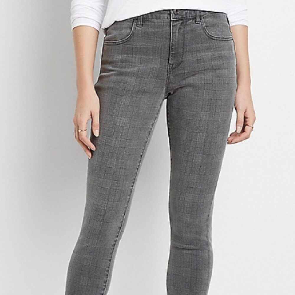 Maurices DenimFlex™ High Rise Gray Plaid Print Jegging